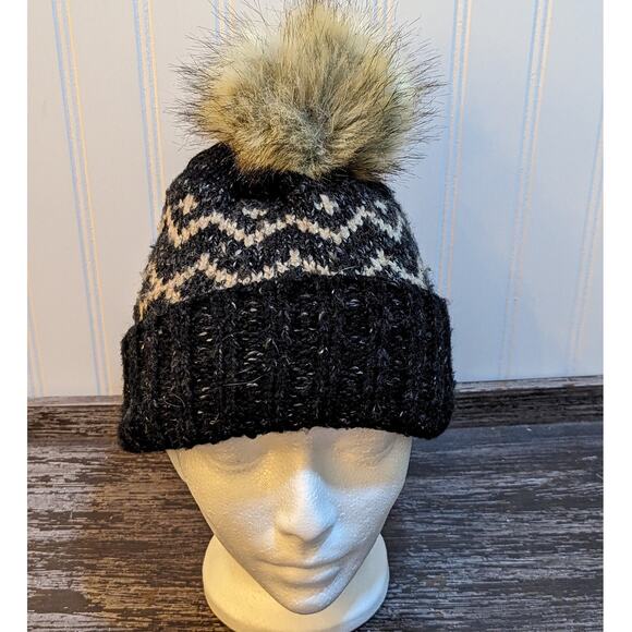 Women's Winter Fashion Hats with Pom Pom Top (set of 2) Brown/Black - Picture 4 of 7